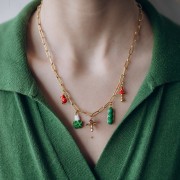 15x14mm 304L stainless steel Mushroom charm with epoxy resin - Gold - Plum