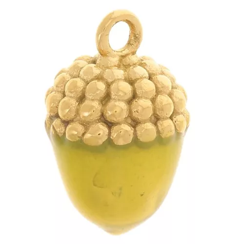 12.5x7.5mm Stainless steel 304L Charm tassel - Epoxy resin - Gold - Green x1