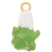 17x10mm 304L st. steel Chinese cabbage charm with epoxy resin - Gold - Green x1|raw }}