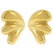 31x22mm 304L stainless steel Domed design earrings - Gold x2