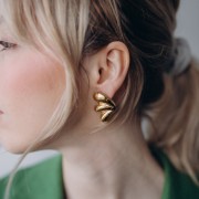 31x22mm 304L stainless steel Domed design earrings - Gold x2