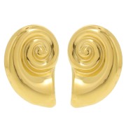 28x19mm 304L Stainless Steel Shell Earrings - Gold x2|raw }}