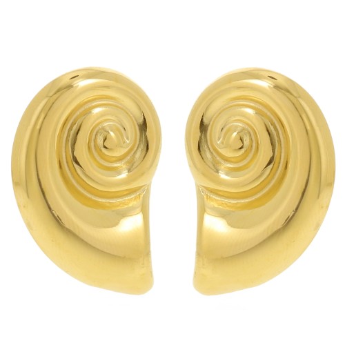 28x19mm 304L Stainless Steel Shell Earrings - Gold x2