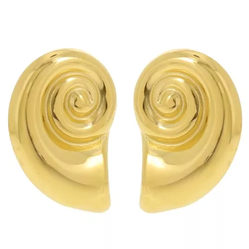 28x19mm 304L Stainless Steel Shell Earrings - Gold x2