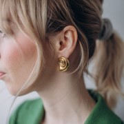 28x19mm 304L Stainless Steel Shell Earrings - Gold x2