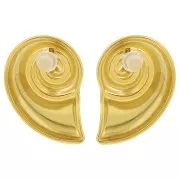 28x19mm 304L Stainless Steel Shell Earrings - Gold x2
