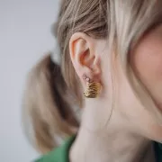 20mm 304L stainless steel Wide open half-holes pleated effect - Gold x2