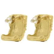 20mm 304L stainless steel Wide open half-holes pleated effect - Gold x2