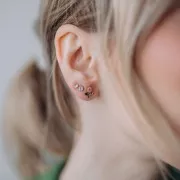 8x7mm 304L Stainless Steel Flower Earrings Zirconium Oxides - Gold - Pink x2