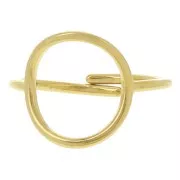 15mm 304L stainless steel Adjustable ring, openwork circle - S. 52 to 58 - Gold x1