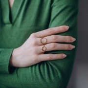 15mm 304L stainless steel Adjustable ring, openwork circle - S. 52 to 58 - Gold x1