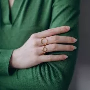 15mm 304L stainless steel Adjustable ring, openwork circle - S. 52 to 58 - Gold x1