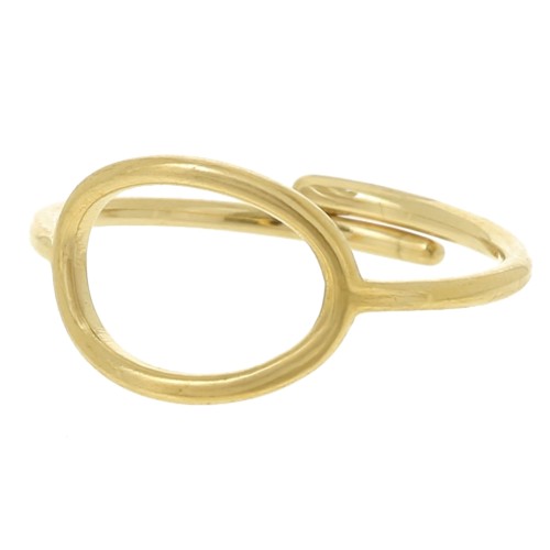 Adjustable Oval Openwork Ring, 13x10mm - Sizes 53–59 - Gold-Plated 304 Stainless Steel x1