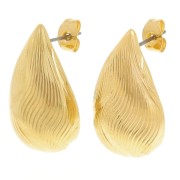 26x15mm worked Drop earrings - Fine Gold-plated x2