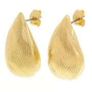 26x15mm worked Drop earrings - Fine Gold-plated x2