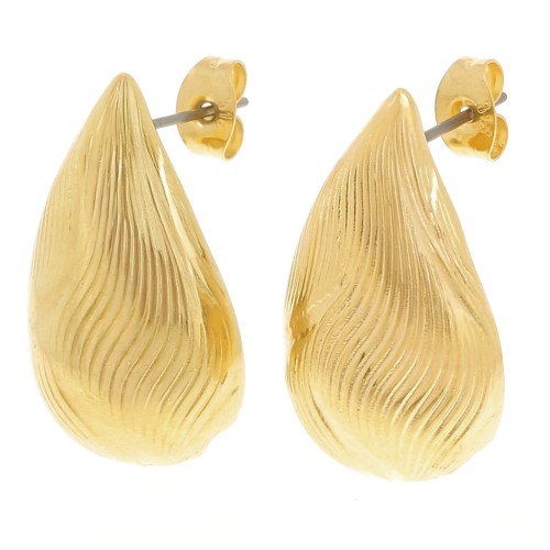 26x15mm worked Drop earrings - Fine Gold-plated x2
