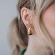 26x15mm worked Drop earrings - Fine Gold-plated x2