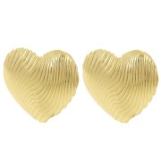 21.5x24mm Textured heart earrings - Fine Gold-plated x2|raw }}