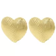 21.5x24mm Textured heart earrings - Fine Gold-plated x2