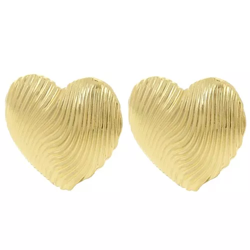 21.5x24mm Textured heart earrings - Fine Gold-plated x2