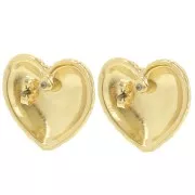 21.5x24mm Textured heart earrings - Fine Gold-plated x2
