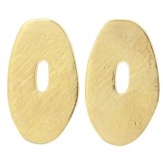 40x24mm Textured irregular oval earrings - Fine Gold-plated x2