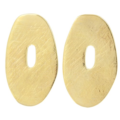 40x24mm Textured irregular oval earrings - Fine Gold-plated x2