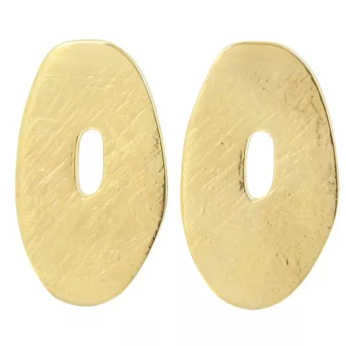 40x24mm Textured irregular oval earrings - Fine Gold-plated x2