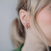 11x6.5mm Hammered irregular oval earrings - Fine Gold plated x2