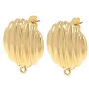 23mm round earstuds with closed hoop - Fine Gold-plated x2|raw }}