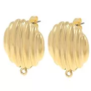 23mm round earstuds with closed hoop - Fine Gold-plated x2