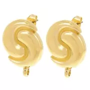 17mm Ying et Yang earstuds with closed hoop - Fine Gold-plated x2