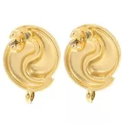 17mm Ying et Yang earstuds with closed hoop - Fine Gold-plated x2