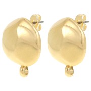 18mm Round irregular hammered earstuds - Fine Gold-plated x2|raw }}