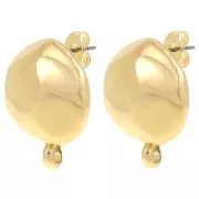 18mm Round irregular hammered earstuds - Fine Gold-plated x2