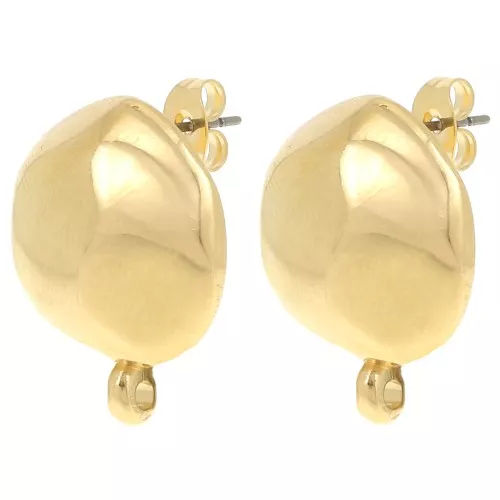 18mm Round irregular hammered earstuds - Fine Gold-plated x2