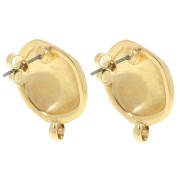 18mm Round irregular hammered earstuds - Fine Gold-plated x2