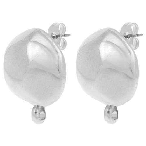 18mm Round irregular hammered earstuds - Fine Silver plating