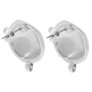 18mm Round irregular hammered earstuds - Fine Silver plating