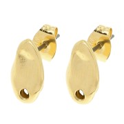 11x6mm Hammered irregular drop earstuds - Fine Gold-plated x2|raw }}