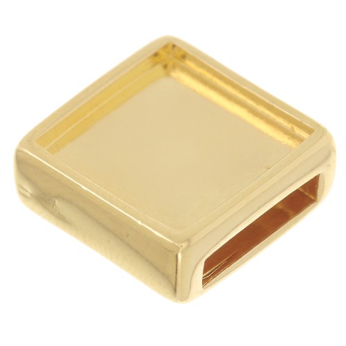 Square push-piece for 12mm flat cabochon and 10mm lace - Fine gold plated x1