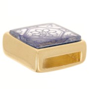 Square push-piece for 12mm flat cabochon and 10mm lace - Fine gold plated x1