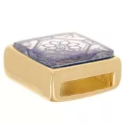 Square push-piece for 12mm flat cabochon and 10mm lace - Fine gold plated x1