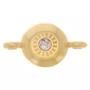 Intercalaire rond avec résine époxy 17.5x9 mm Doré à l'or fin - Pailleté Argenté