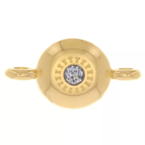17.5x9mm Round spacer with epoxy resin - fine gold Plated - Grey Glitter x1