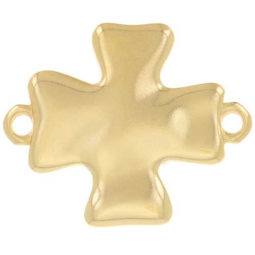 31x26mm Hammered cross spacer - Fine Gold Plated x1