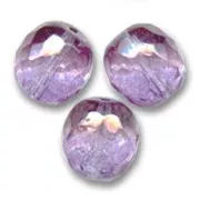 Fire Polished faceted round beads 12mm Lumi Amethyst  x5