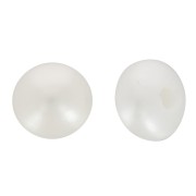 3.5mm Semi-perforated round flattened freshwater pearls - AAA Grade - White x2|raw }}