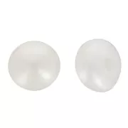 3.5mm Semi-perforated round flattened freshwater pearls - AAA Grade - White x2