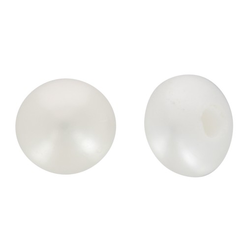 3.5mm Semi-perforated round flattened freshwater pearls - AAA Grade - White x2